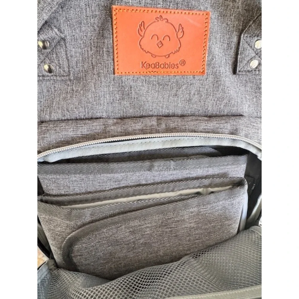 KeaBabies Gray Diaper Bag Backpack Multi-Function Travel Bag with Changing Pad